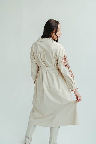 Embroidered Beige Trench