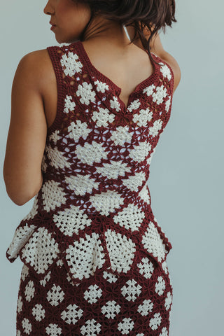 Wine Crochet Maxi Top