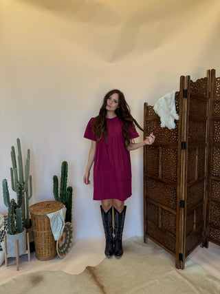 Poplin Plum Mini Dress