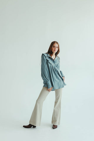 Deep Sage Embroidered Blouse
