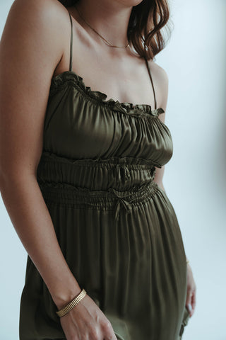 Olive Satin Maxi