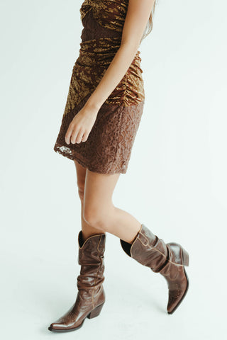 Bronzed Velvet Mini Dress