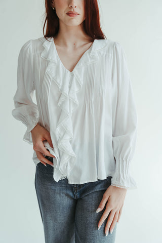 White Ruffle Blouse