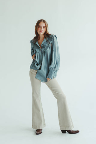 Deep Sage Embroidered Blouse
