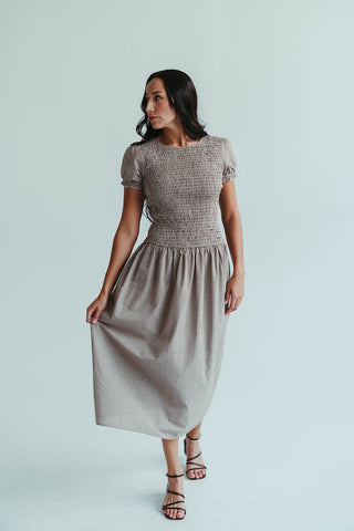 Burgundy Gingham Midi