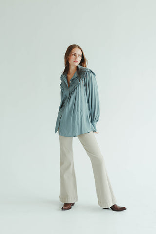 Deep Sage Embroidered Blouse