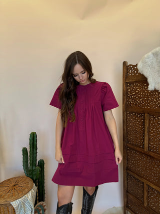 Poplin Plum Mini Dress