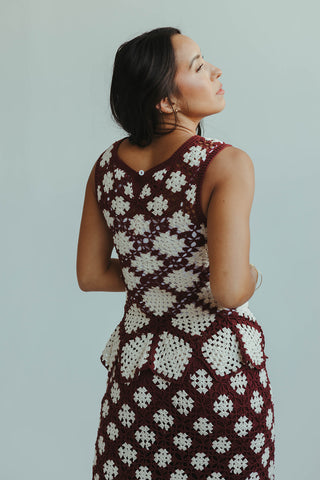 Wine Crochet Maxi Top