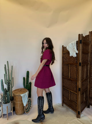 Poplin Plum Mini Dress