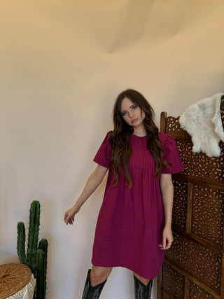 Poplin Plum Mini Dress