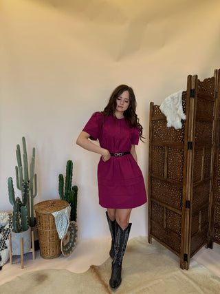 Poplin Plum Mini Dress
