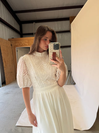 White Glass Lace Maxi Dress
