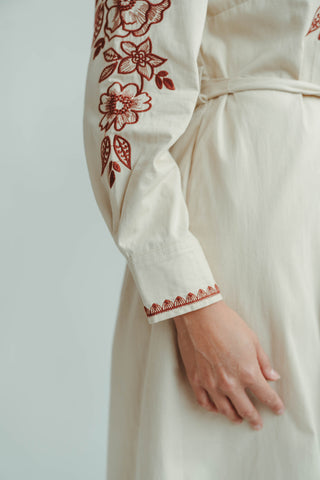 Embroidered Beige Trench