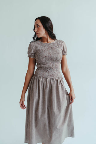 Burgundy Gingham Midi