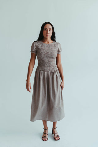 Burgundy Gingham Midi