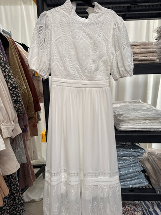 White Glass Lace Maxi Dress