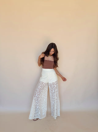 Cream Lace Flares