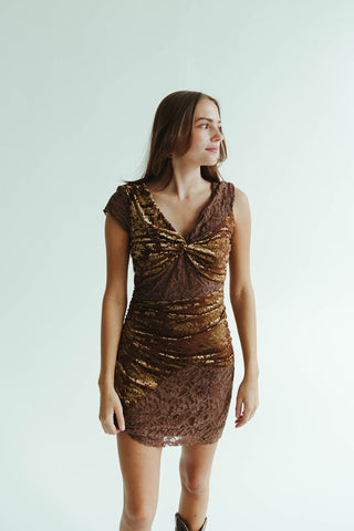 Bronzed Velvet Mini Dress