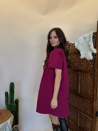Poplin Plum Mini Dress