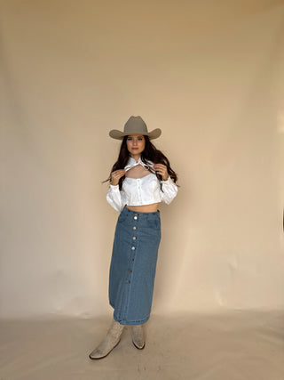 Denim Button Midi