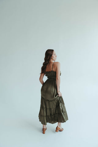 Olive Satin Maxi