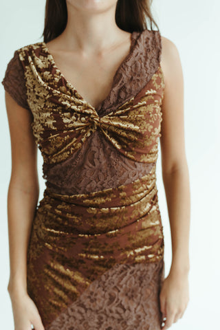 Bronzed Velvet Mini Dress