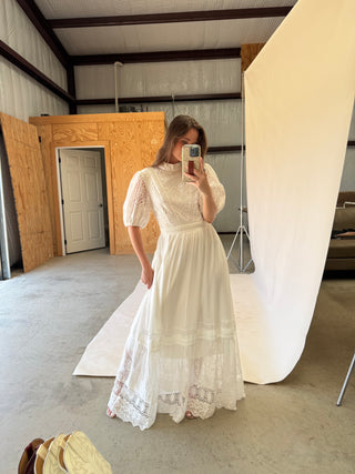 White Glass Lace Maxi Dress