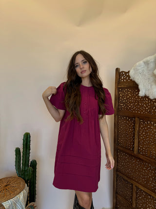 Poplin Plum Mini Dress