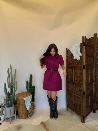 Poplin Plum Mini Dress