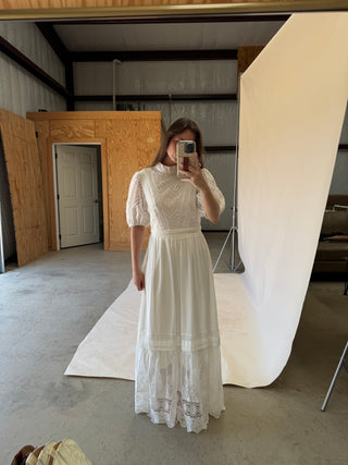 White Glass Lace Maxi Dress
