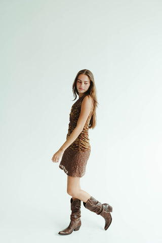 Bronzed Velvet Mini Dress